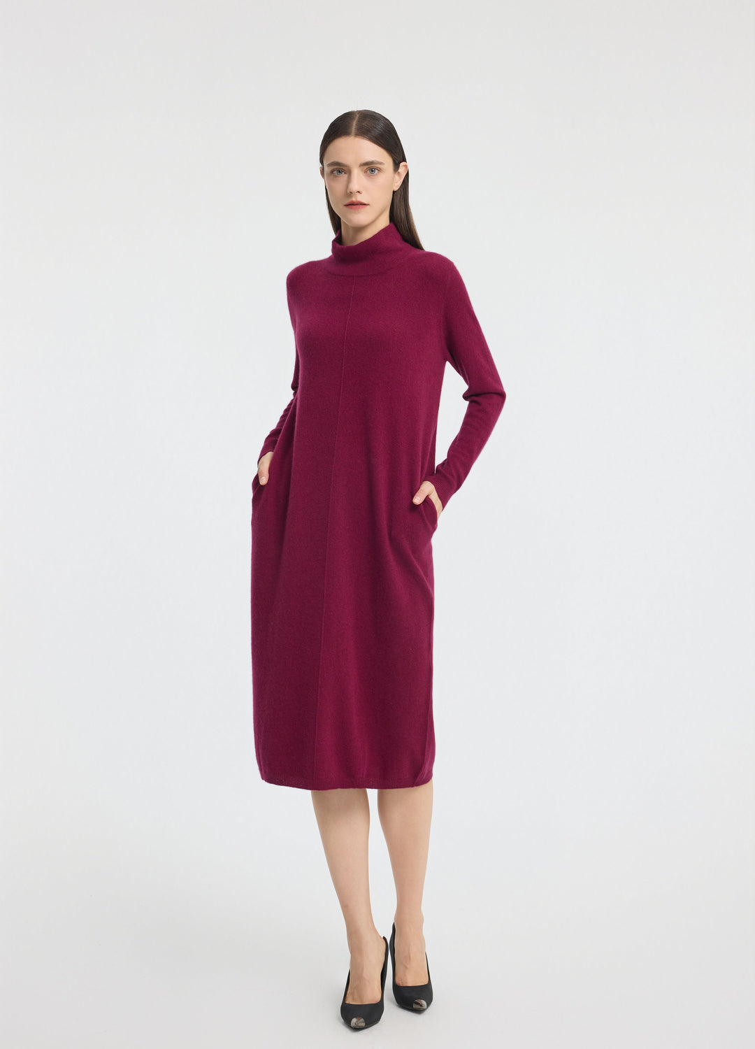 Cashmere Relaxed Funnel Neck Dress