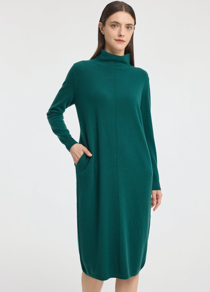 Cashmere Relaxed Funnel Neck Dress