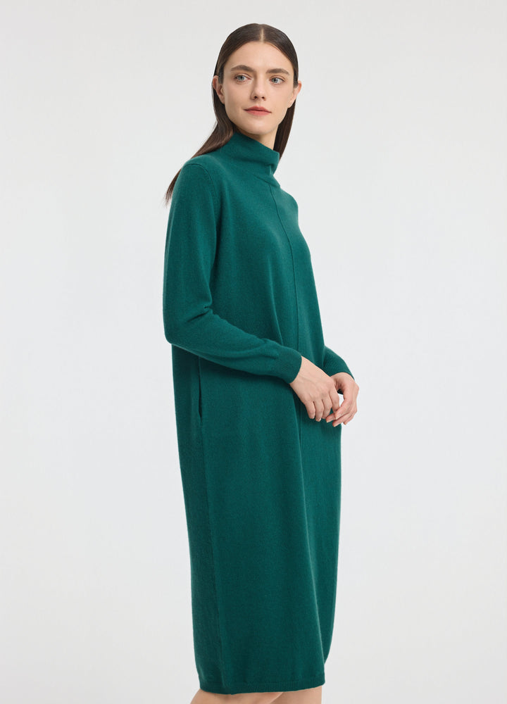 Cashmere Relaxed Funnel Neck Dress