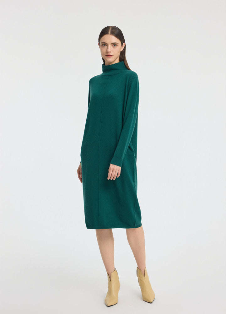 Cashmere Relaxed Funnel Neck Dress