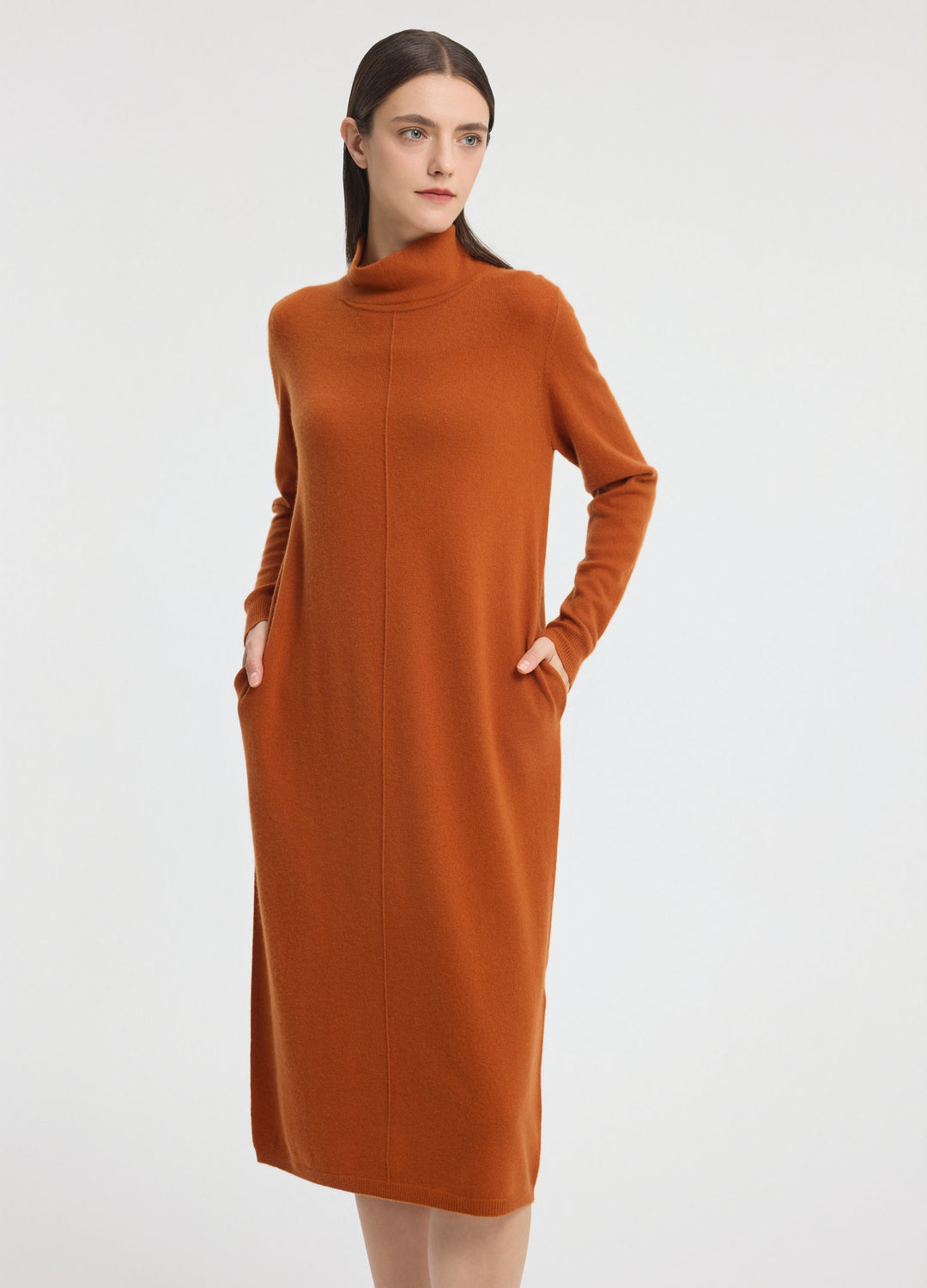 Cashmere Relaxed Funnel Neck Dress