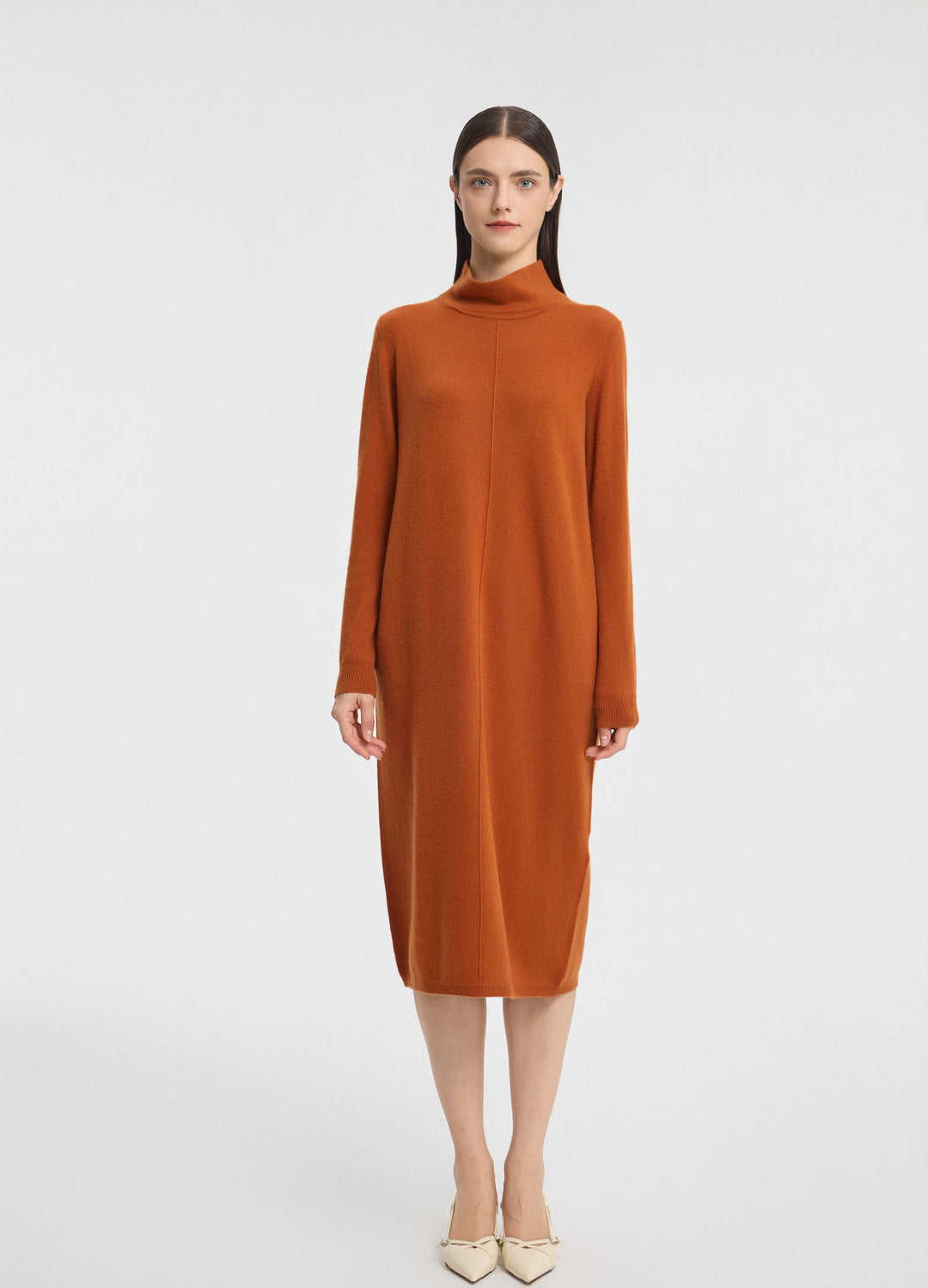 Cashmere Relaxed Funnel Neck Dress
