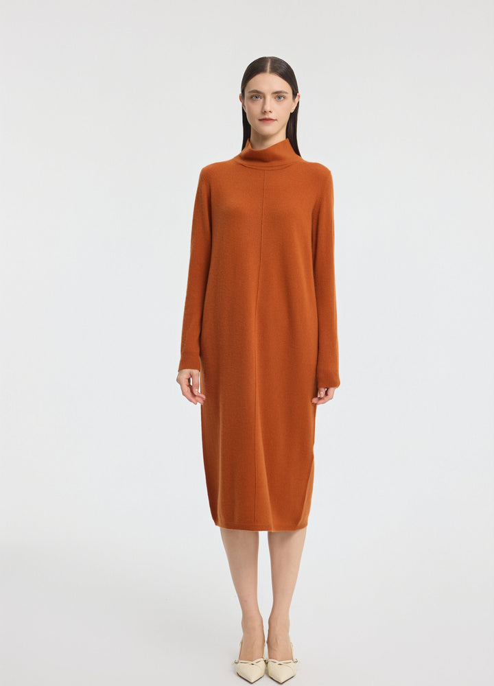 Cashmere Relaxed Funnel Neck Dress