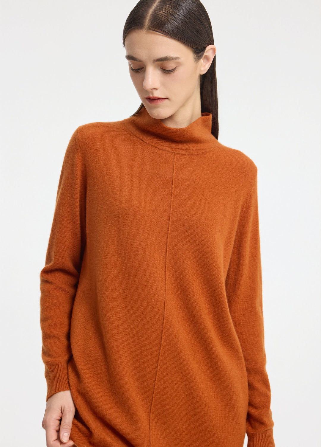 Cashmere Relaxed Funnel Neck Dress