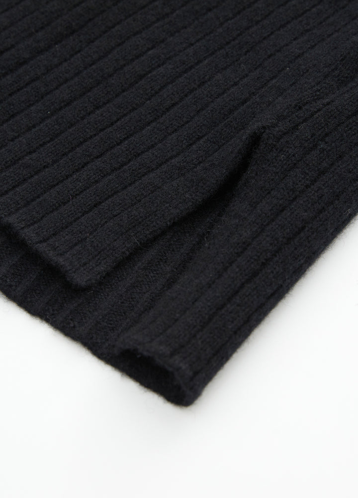 Cashmere Ribbed High-Neck Cap-Sleeve Top