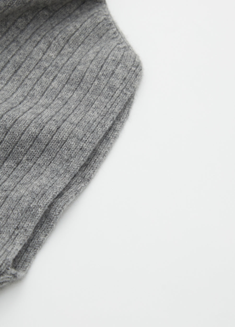 Cashmere Ribbed High-Neck Cap-Sleeve Top