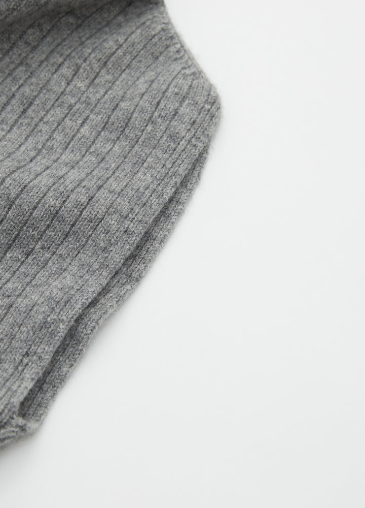 Cashmere Ribbed High-Neck Cap-Sleeve Top