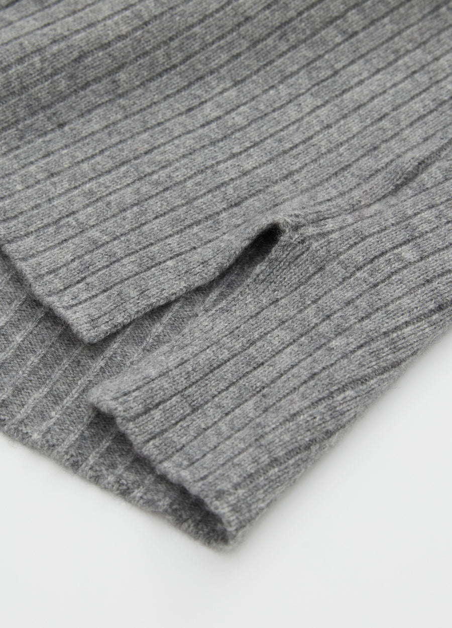 Cashmere Ribbed High-Neck Cap-Sleeve Top