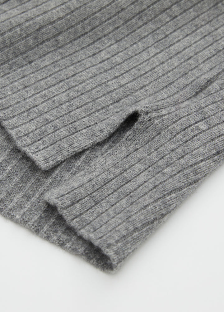 Cashmere Ribbed High-Neck Cap-Sleeve Top
