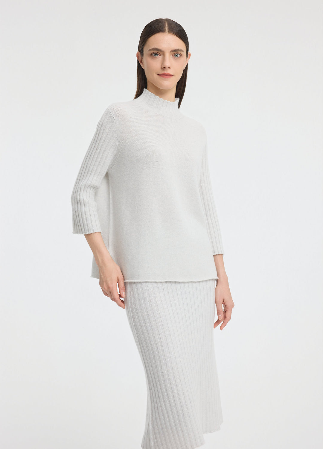 Cashmere Ribbed Short Sleeve Jumper