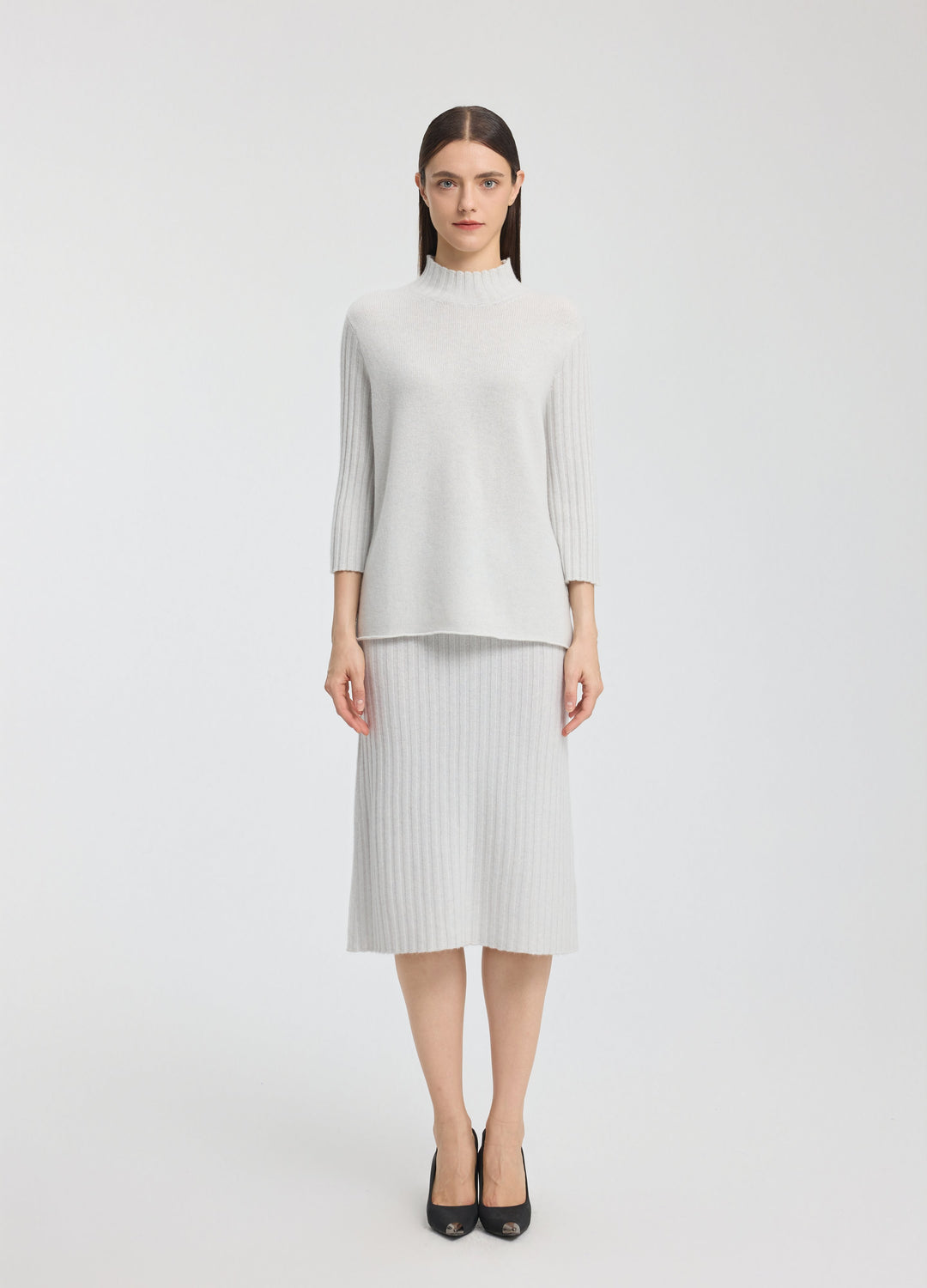 Cashmere Ribbed Short Sleeve Jumper