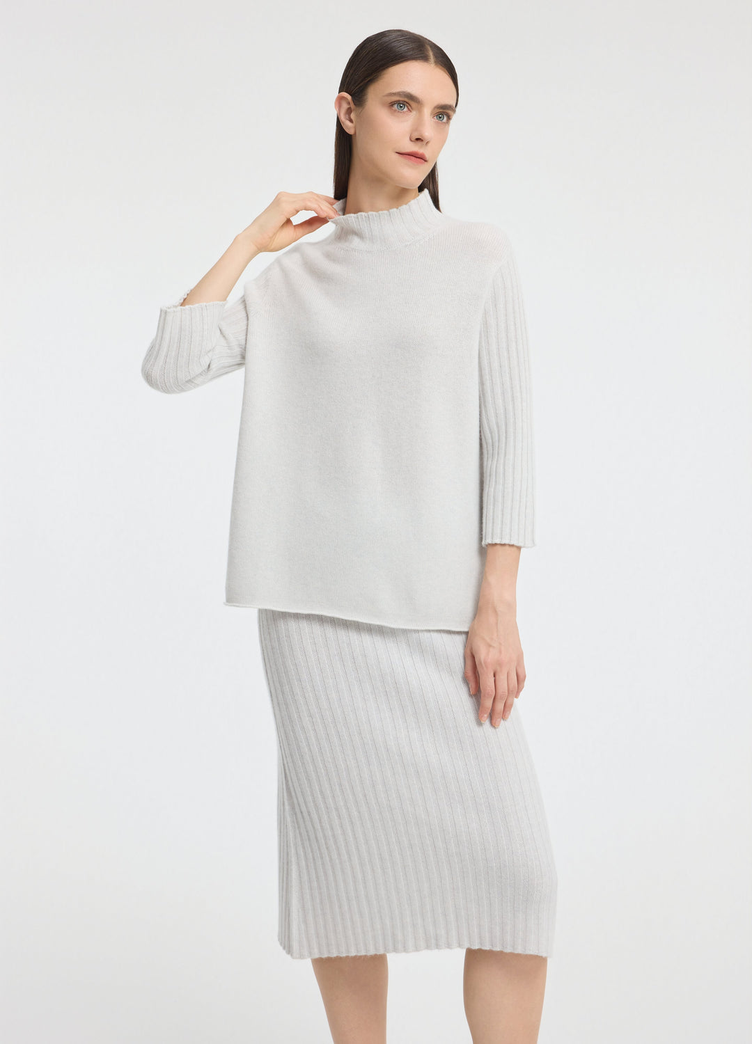 Cashmere Ribbed Short Sleeve Jumper