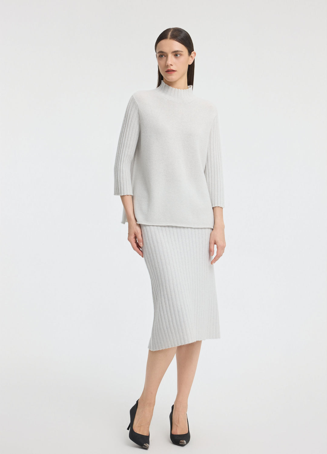 Cashmere Ribbed Short Sleeve Jumper