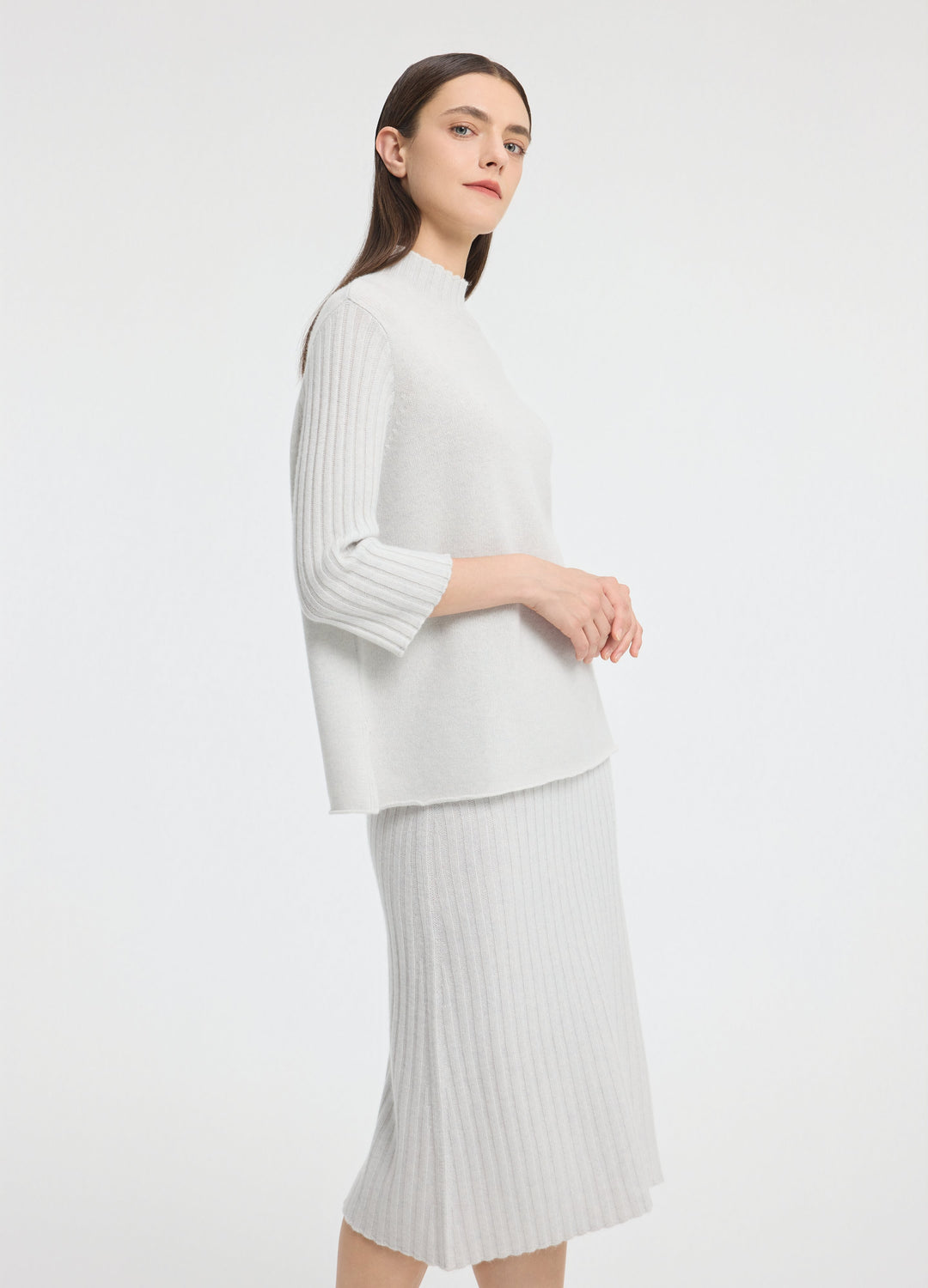 Cashmere Ribbed Short Sleeve Jumper