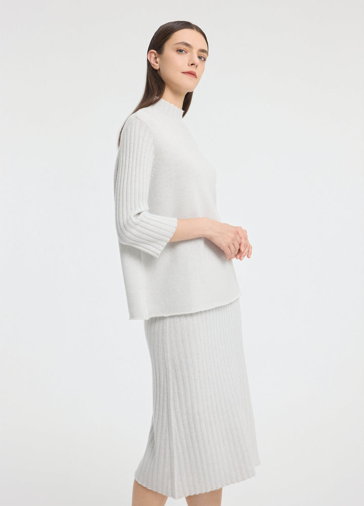Cashmere Ribbed Short Sleeve Jumper