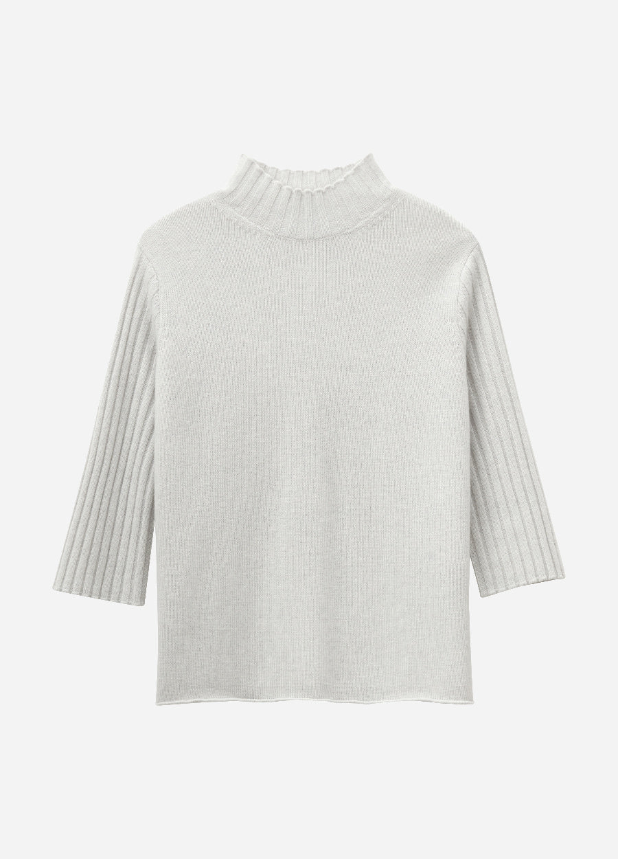 Cashmere Ribbed Short Sleeve Jumper