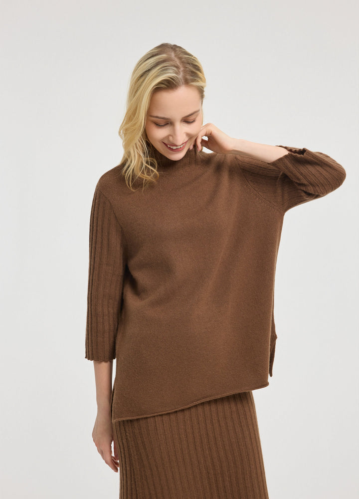 Cashmere Ribbed Short Sleeve Jumper