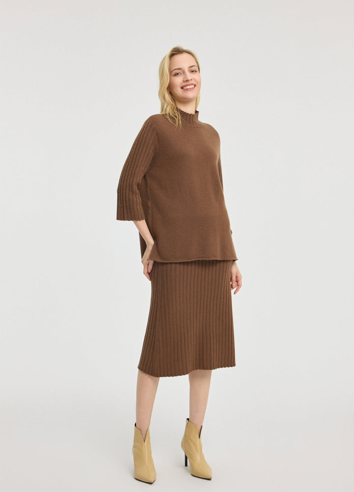 Cashmere Ribbed Short Sleeve Jumper
