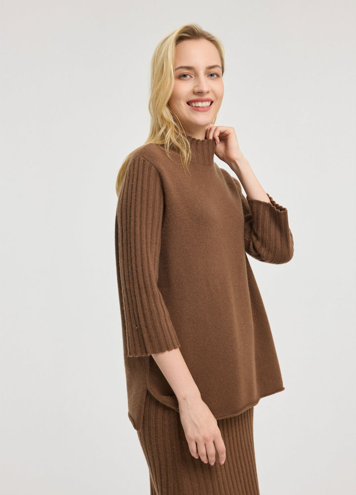 Cashmere Ribbed Short Sleeve Jumper