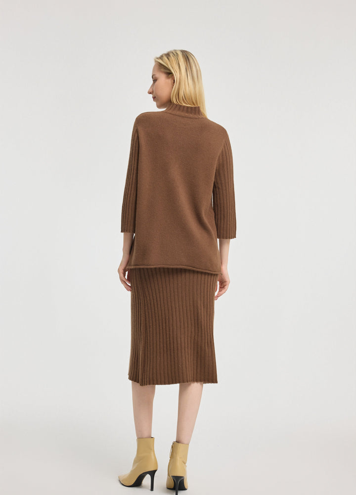 Cashmere Ribbed Short Sleeve Jumper