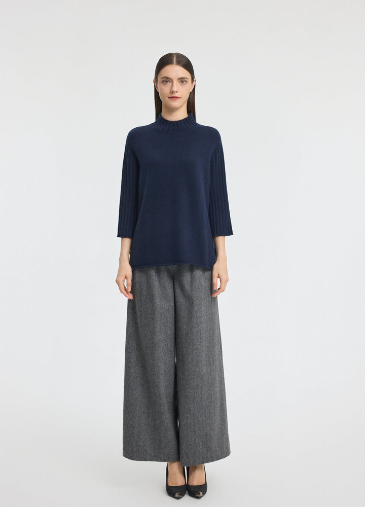 Cashmere Ribbed Short Sleeve Jumper