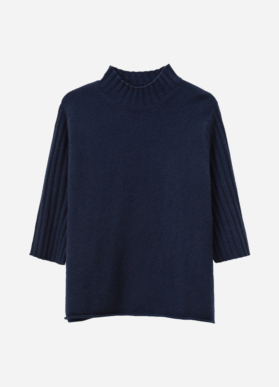 Cashmere Ribbed Short Sleeve Jumper
