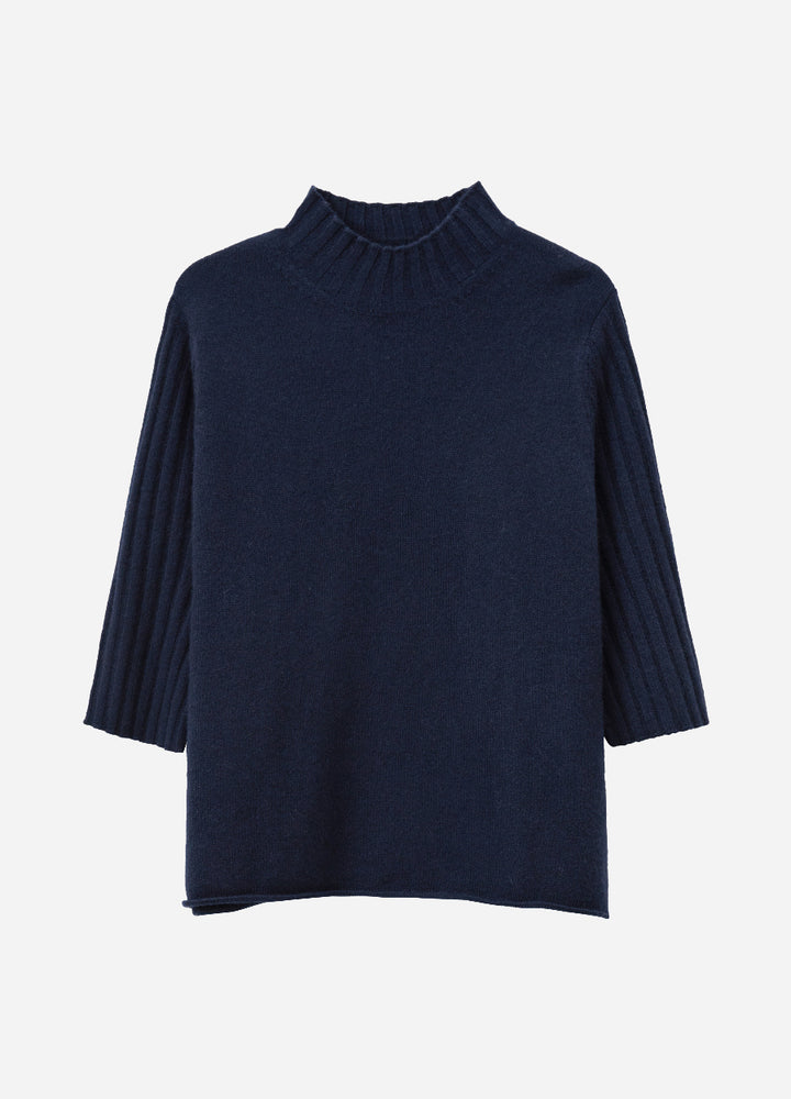 Cashmere Ribbed Short Sleeve Jumper