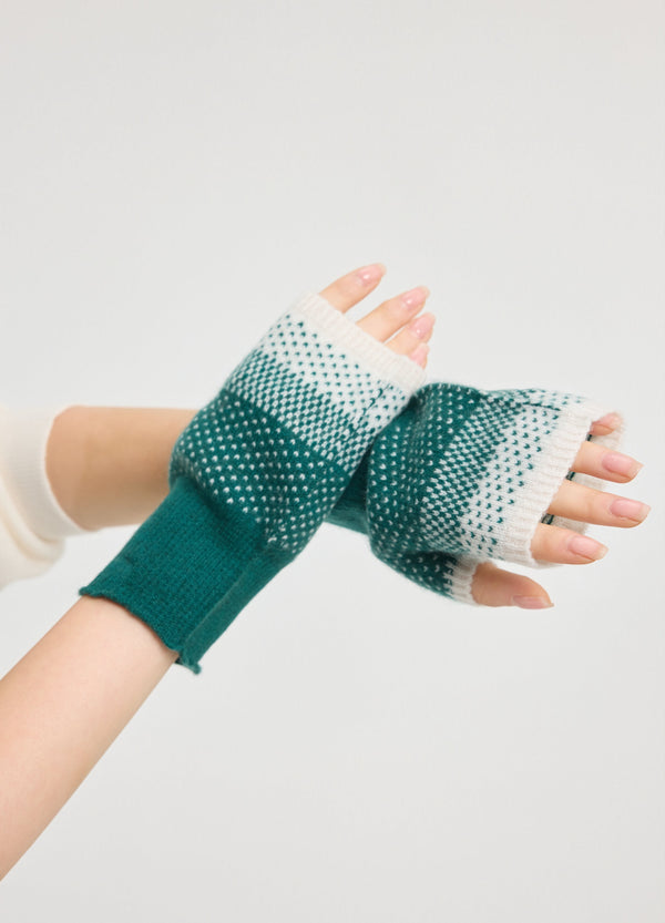 Denner women's cashmere Snow Flake Wristwarmers in Tabriz Teal