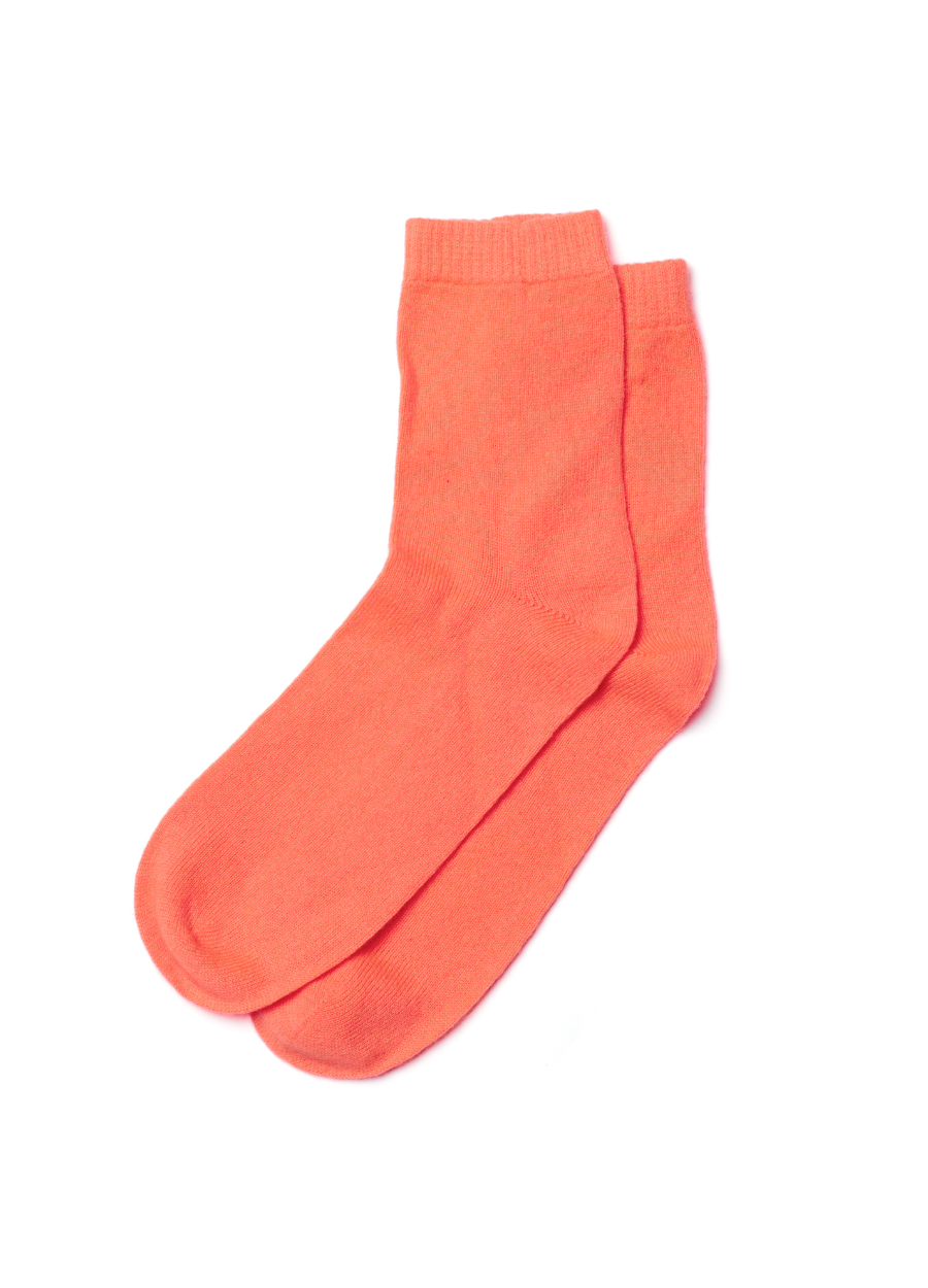Denner cashmere Socks in Neon Coral
