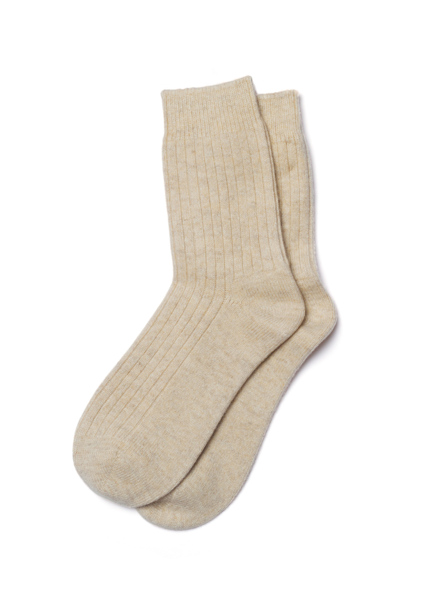 Denner cashmere Ribbed Socks in Cygnet