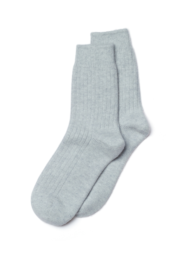 Denner cashmere Ribbed Socks in Super Grey