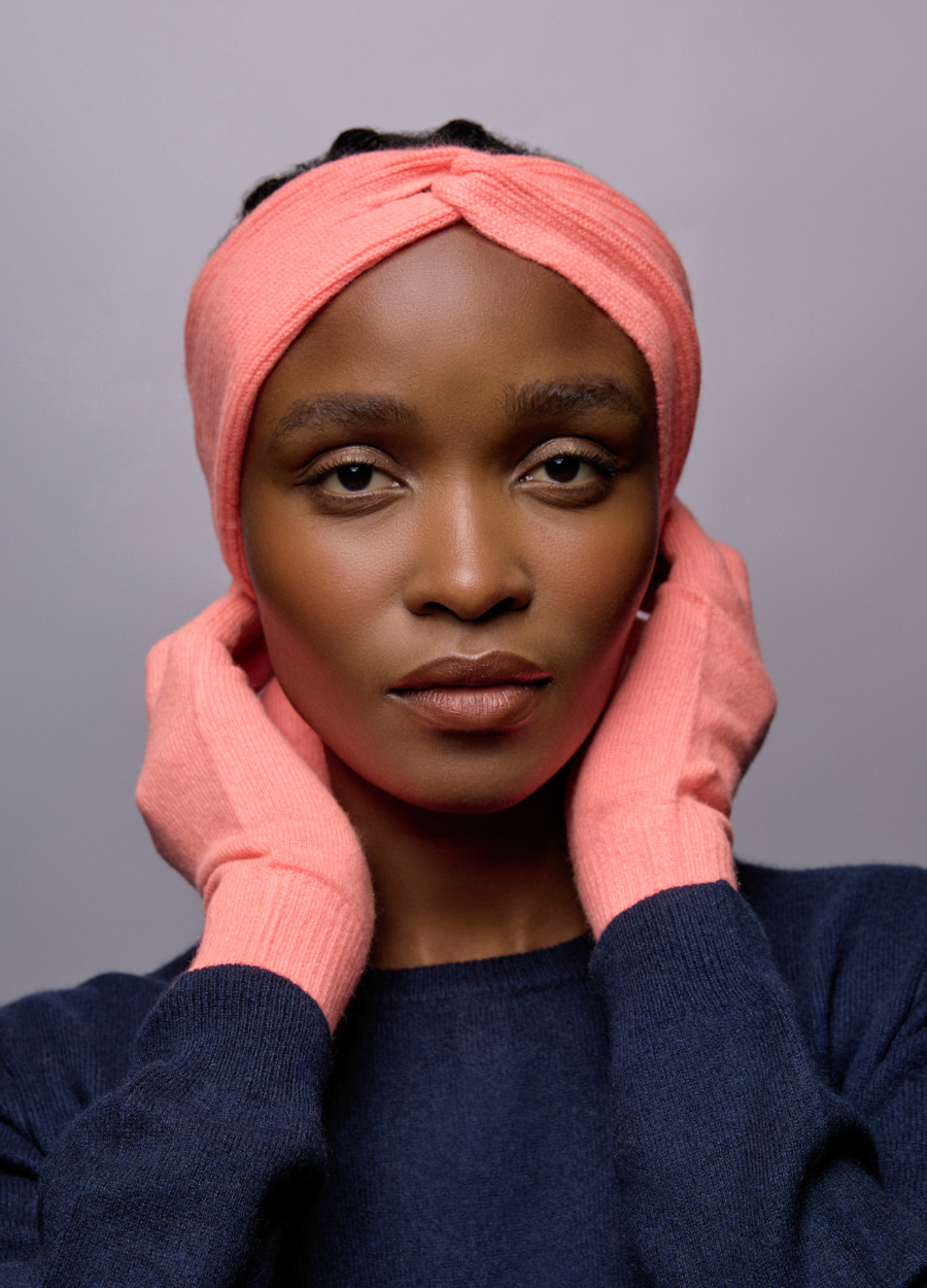 Denner women's cashmere Gloves (Classic Colours) in Neon Coral