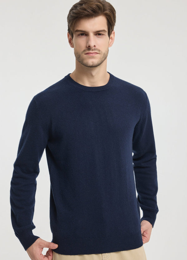 Denner men's cashmere Crew Neck in Navy