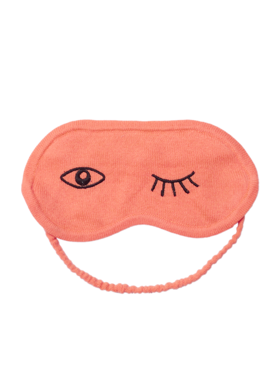 Denner cashmere Wink Eye Mask in Neon Coral, view 2