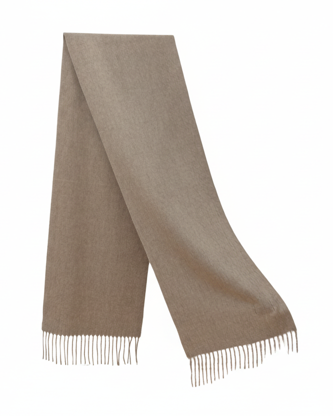 Denner cashmere Woven Classic Scarf in Natural Brown, view 2