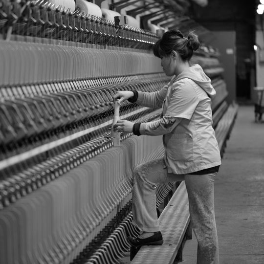Knitting machine on the Denner factory floor in Ulaanbaatar